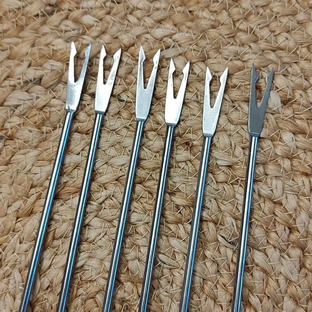 Vintage 6-Piece Stainless Steel Fondue Forks Original Box